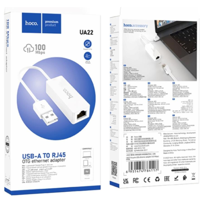 hoco-ua22-adaptador-de-usb-a-ethernet-100-mbps-blanco