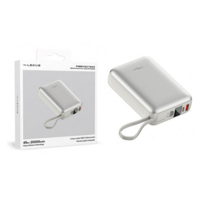 power-bank-lekus-max-freevolt-20000-mah-45w-pd-qc30-con-display-y-cable-usb-c-incorporado-lkb200s-plata